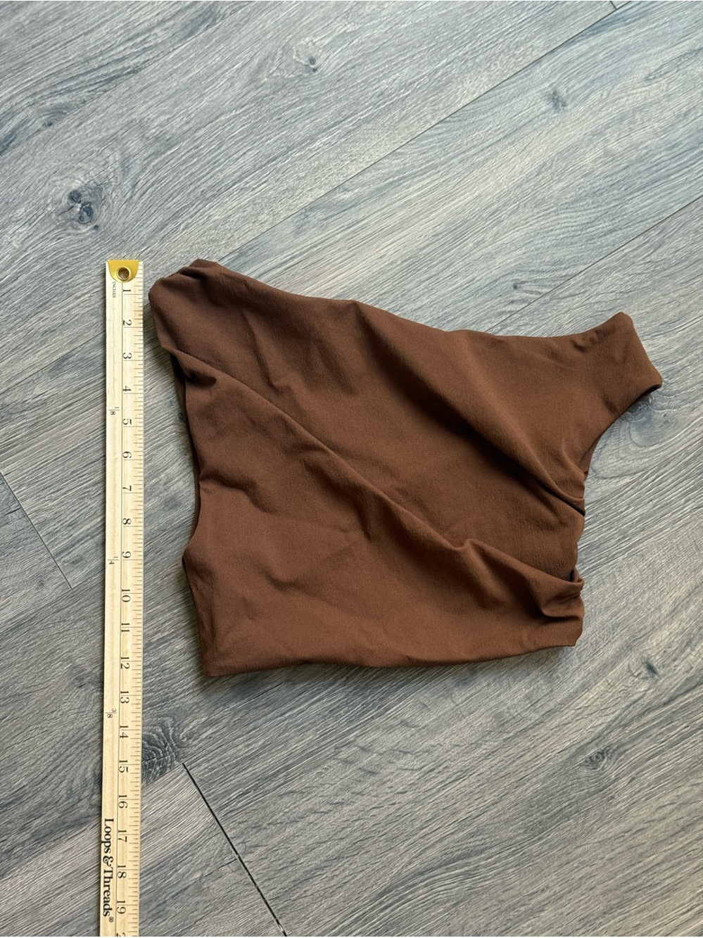 Zara Brown One Shoulder Asymmetrical Ruched Crop Top Size S 5584/357